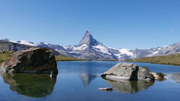 Sehr Schöne Natur Des Matterhorns Schweiz Blick Auf Die Alpen — Stockvideo