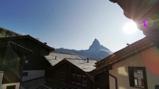 Muito Bela Natureza Montanha Matterhorn Suíça Alpes Vista Zermatt Movendo — Vídeo de Stock