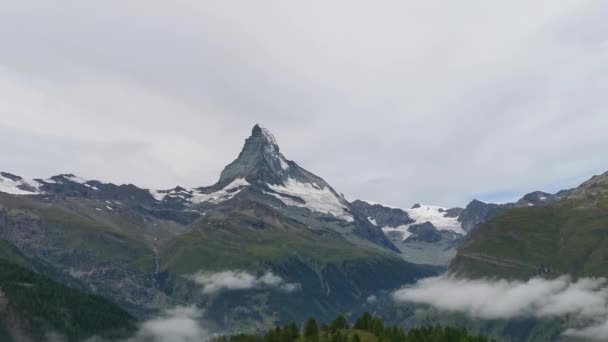 Sehr Schöne Natur Des Matterhorns Schweiz Blick Auf Die Alpen — Stockvideo