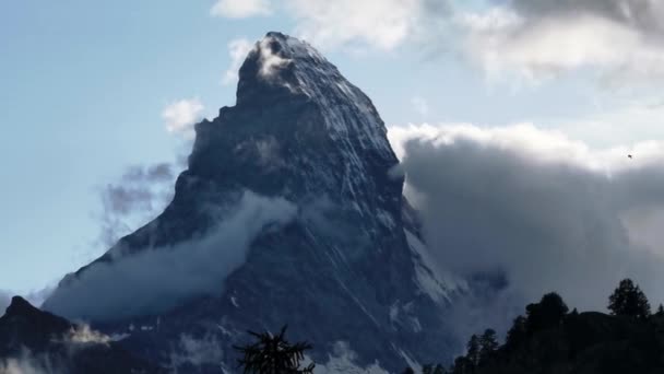 Mycket Vacker Natur Matterhorn Berg Schweiz Alperna Utsikt Från Zermatt — Stockvideo