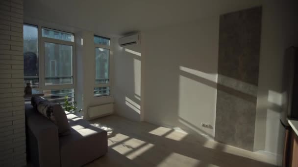 Home Interieur Wandeling Magazijn Conversie Lege Ruimte Modern Appartement — Stockvideo