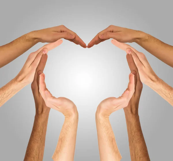 Hands Make Heart Shape Gray Background — Stock Photo, Image