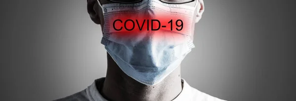 Doktor Ochranné Masce Proti Koronaviru Banner Panorama Zdravotnický Personál Preventivní — Stock fotografie