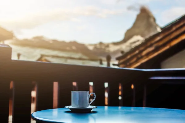 Kopp Kaffe Bakgrund Berg — Stockfoto