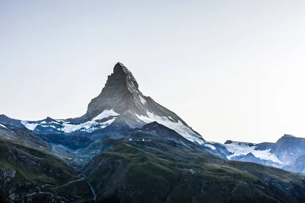 Sunny Summer Morning Zermatt Village Matterhorn Peak Backgroud Beautiful Outdoor — Stock Photo, Image