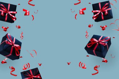 Mutlu yıllar ve renk arkaplanlı hediye kutusu