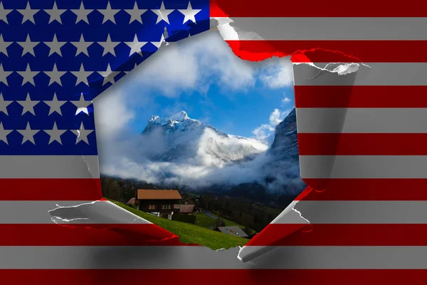 Natur Durch Die Flagge Der Usa — Stockfoto