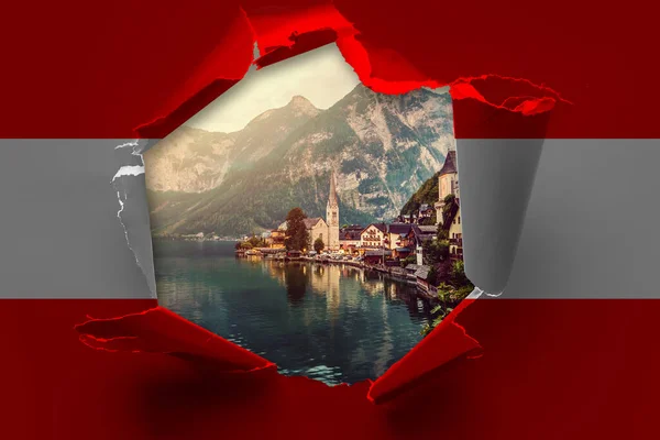 Natur Genom Österrikes Flagga — Stockfoto