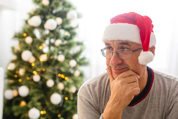 Old Age Holidays Problem People Concept Senior Man Glasses Thinking — Stock Photo, Image