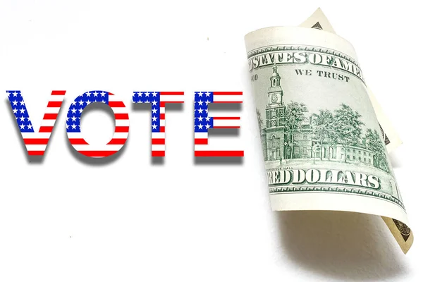 Abstimmung Und Dollarschein Auf Hintergrund Der Nationalflagge — Stockfoto