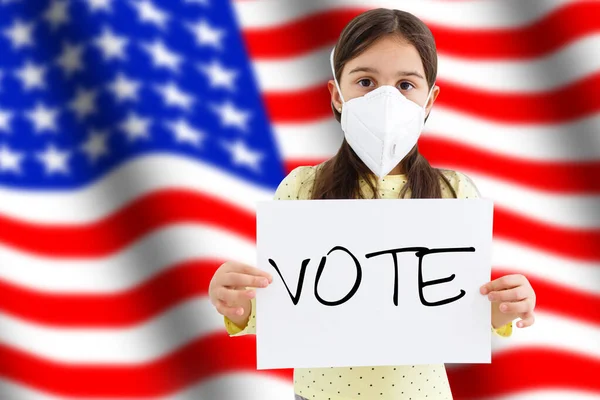 Rösta Amerika Med Mask Och Pandemi — Stockfoto