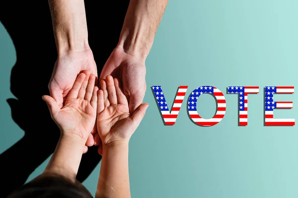 American flag and religious cross, prayer for voting