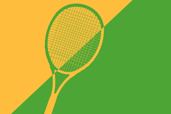 Düz Çizgi Film Renkli Tenis Raketi Arka Planda Izole Edilmiş — Stok fotoğraf