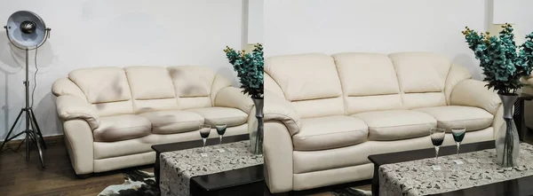 clean and dirty sofa before and after, Cleaning service clean sofa with professional equipment