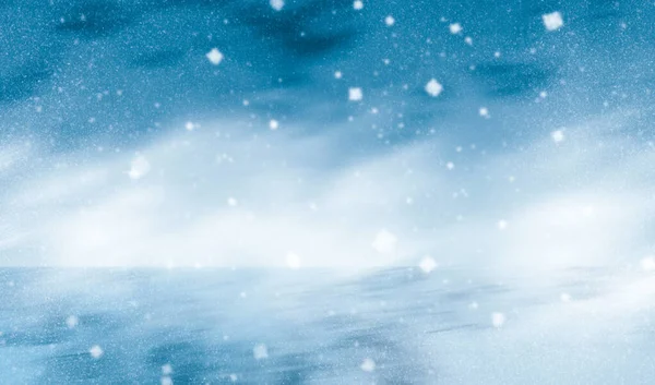 Mavi ve kar arkaplanındaki ışıklar