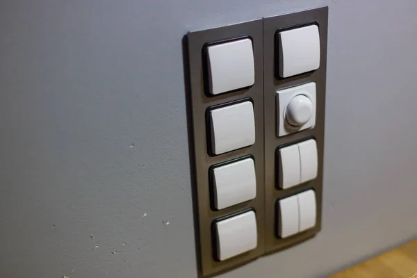 Set Modern Lightswitch Grey Wall Electronic Light Switch Smart Home — Stock Photo, Image