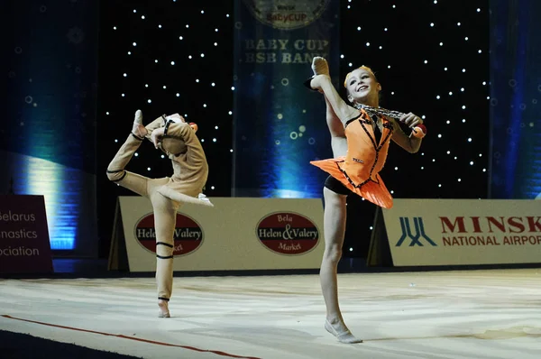 Jóvenes Gimnastas Identificados Participan Competiciones Infantiles Baby Cup Belswissbank Gimnasia —  Fotos de Stock