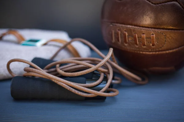 Closeup Photo Skipping Rope Soccer Ball — Stock Photo, Image