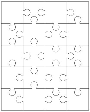 Beyaz bulmaca ayrı bölümlerini gösteren resim