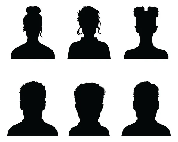 Black Silhouettes Avatar Profiles White Background — Stock Vector