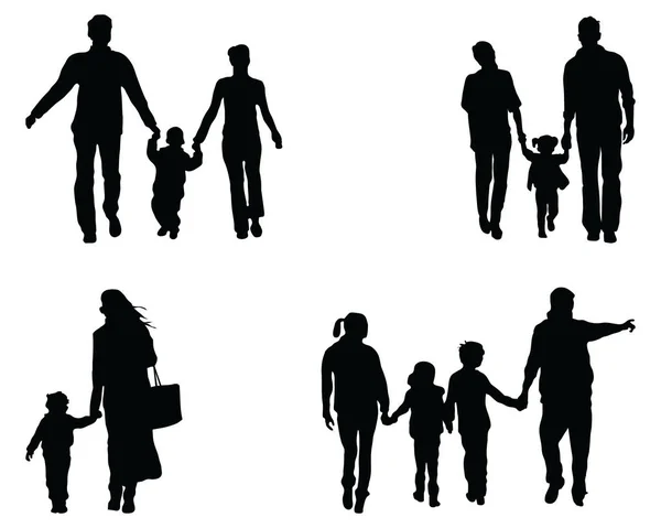 家庭剪影在白色背景 — 图库矢量图片
