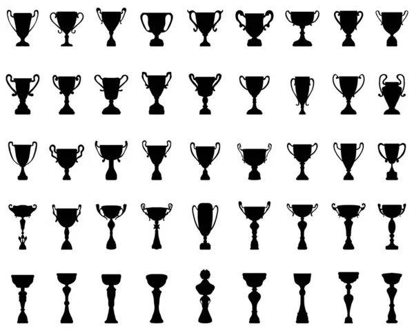 Silhouettes Noires Différents Trophées Sur Fond Blanc — Image vectorielle