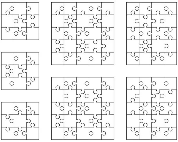 Illustratie Van Verschillende Witte Puzzels Afzonderlijke Stukjes — Stockvector