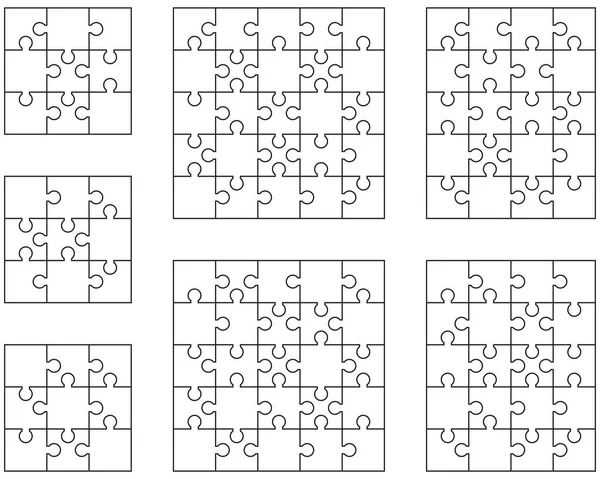 Ilustración Diferentes Rompecabezas Blancos Piezas Separadas — Vector de stock