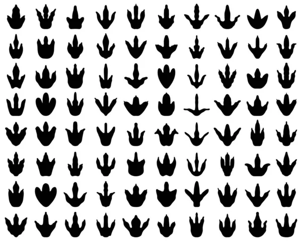 Traces Noires Dinosaures Sur Fond Blanc — Image vectorielle