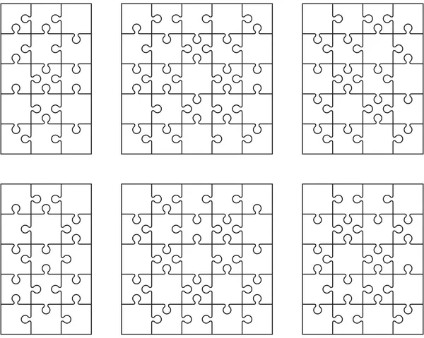 Ilustración Diferentes Rompecabezas Blancos Piezas Separadas — Vector de stock