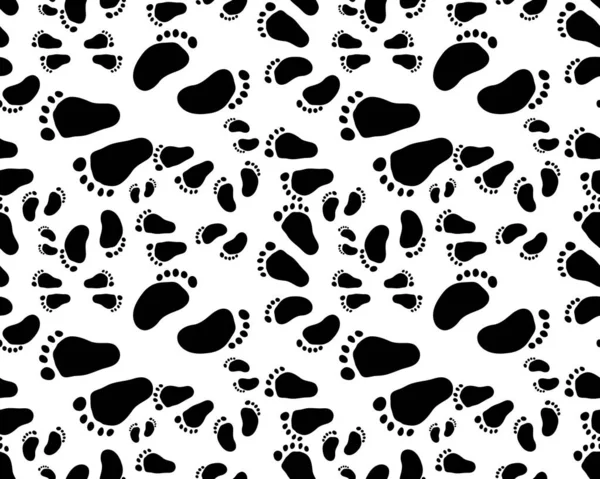 Kids Seamless Pattern Footprint White Background — Stock Vector