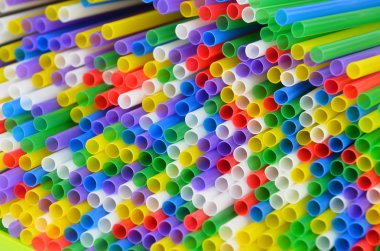 Renkli plastik içme payet, arka plan olarak kapat