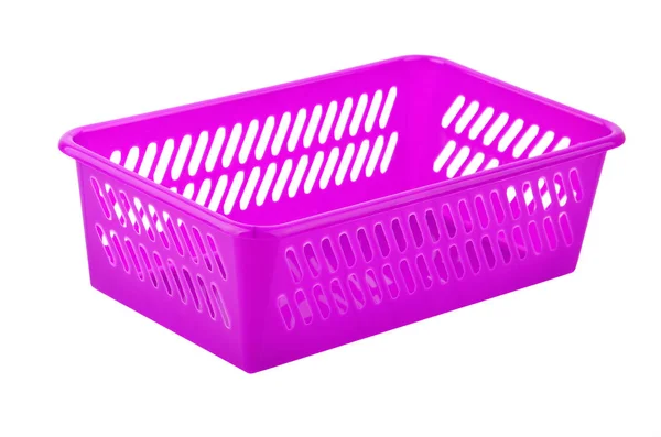 Panier Plastique Violet Isolé Sur Fond Blanc — Photo