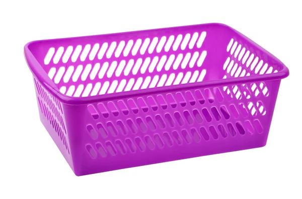 紫色塑料篮 在白色背景下隔离 — 图库照片