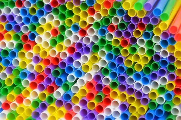 Plastica Colorata Cannucce Bere Vicino Come Sfondo — Foto Stock