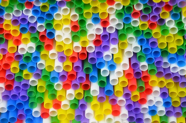 Coloridas Pajitas Plástico Para Beber Cerca Como Fondo — Foto de Stock