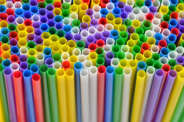 Coloridas Pajitas Plástico Para Beber Cerca Como Fondo —  Fotos de Stock