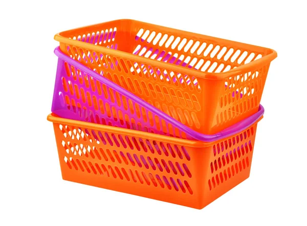 Color Plastic Basket Isolated White Background — Stock Photo, Image