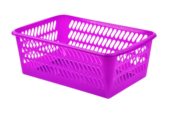 Beyaz arka plan üzerinde izole mor plastik sepet
