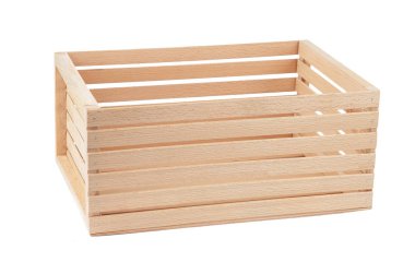 Beyaz arka plan üzerinde izole retro ahşap kutu