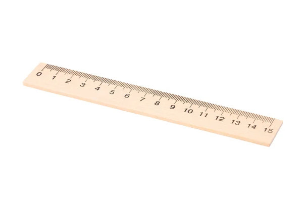 Retro Wooden Ruler Isolated White Background — Stock Photo, Image