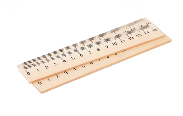 Retro Wooden Ruler Isolated White Background — Stock Photo, Image