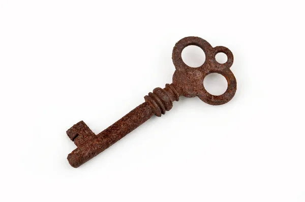 Vintage Rusty Key Isolated White Background — Stock Photo, Image