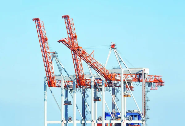 Port Cargo Crane Blue Sky Background — Stock Photo, Image