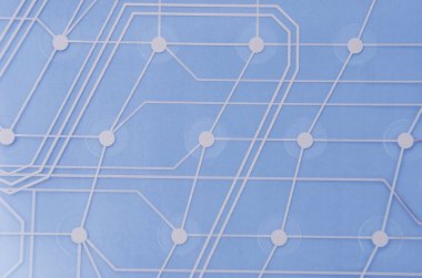 Klavye devre membran, mavi tonda, yakın çekim