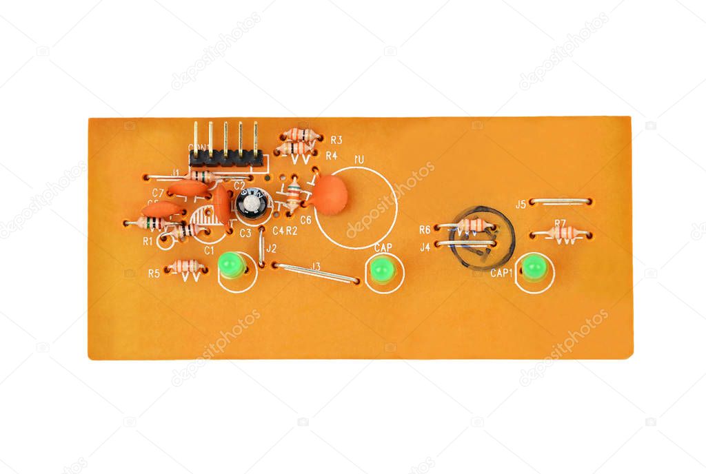 Red keyboard circuit, isolated on white background