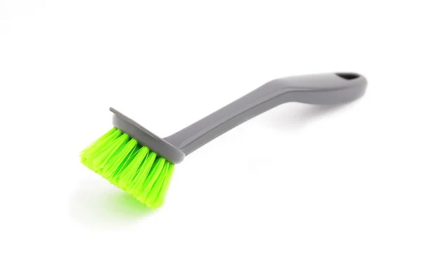 Brosse Plastique Pour Nettoyage Isolée Sur Fond Blanc — Photo