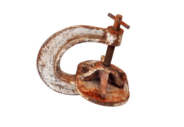 Vintage mechanical hand vise clamp — Stock Photo, Image