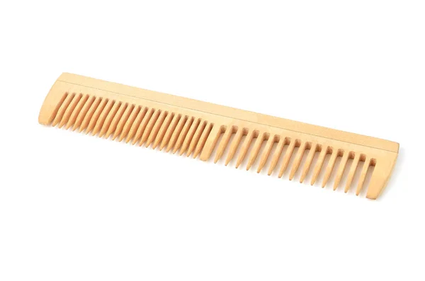 Wooden rake-comb on white — Stock Photo, Image