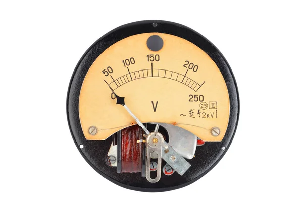 Vintage voltmeter på vit — Stockfoto